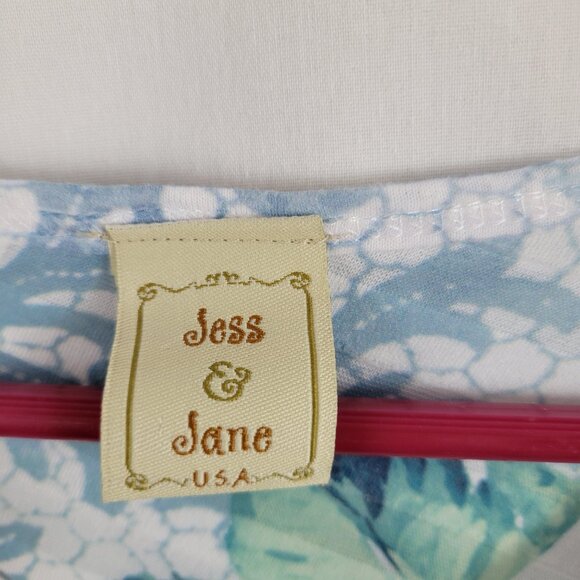 Jess & Jane USA Top Tunic ruffled layers Large floral 3/4 sleeves crescent hem - Picture 6 of 8